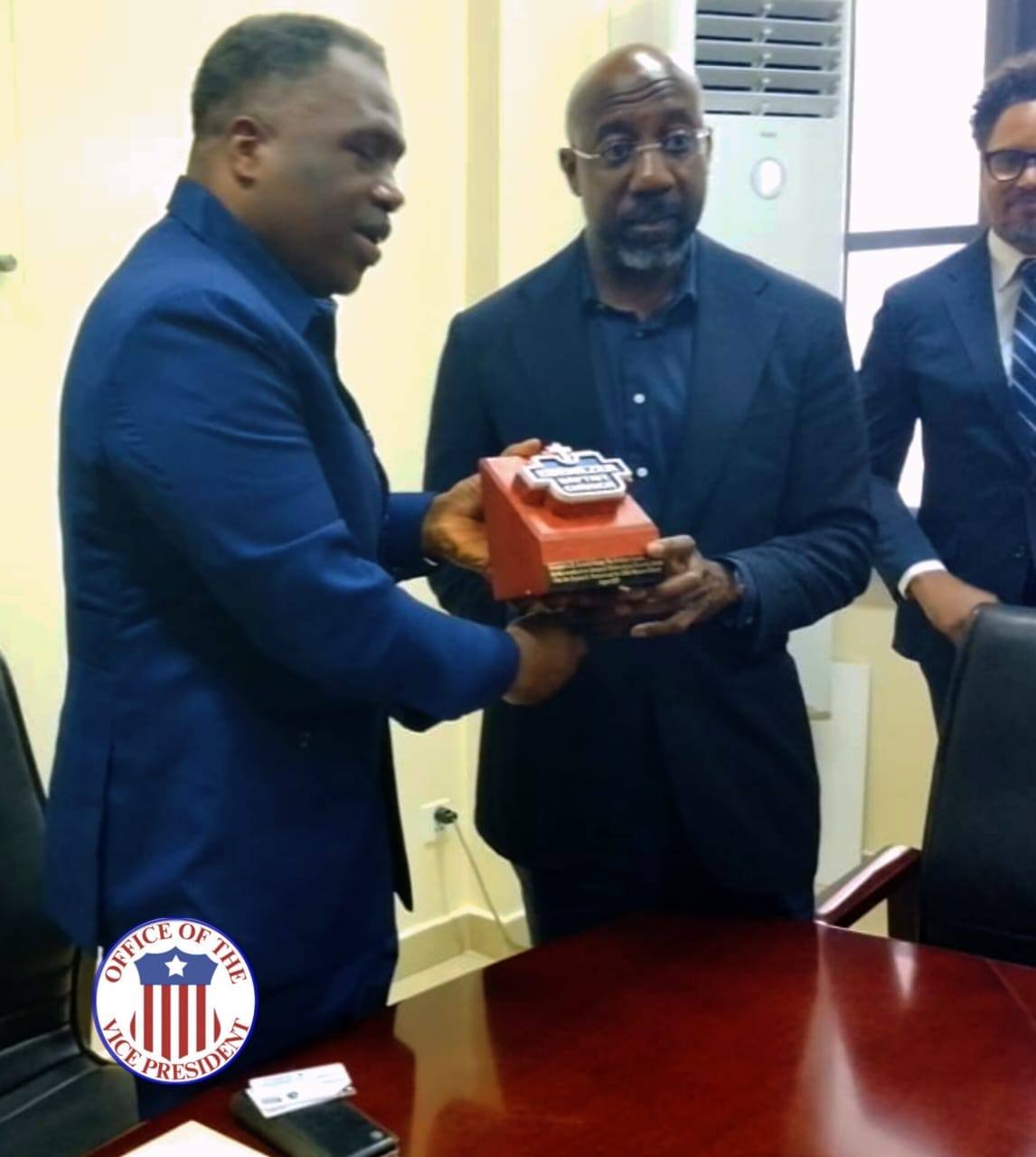 Vice President Hon. Jeremiah Kpan Koung (left) with Senator Raphael G. Warnock of Georgia